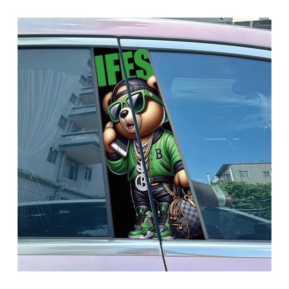 Body Parts 2pcs Car Center Pillar Sticker Cool Bear Auto B-Pillar Waterproof Protective Film(H)