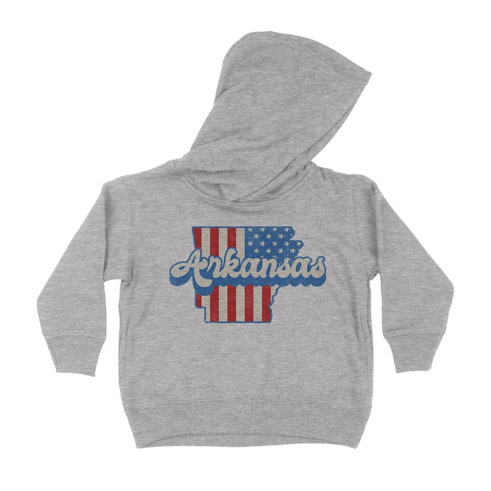 Patriotic Arkansas Kids Hoodie Sweatshirt Toddler 2T Heather Grey
