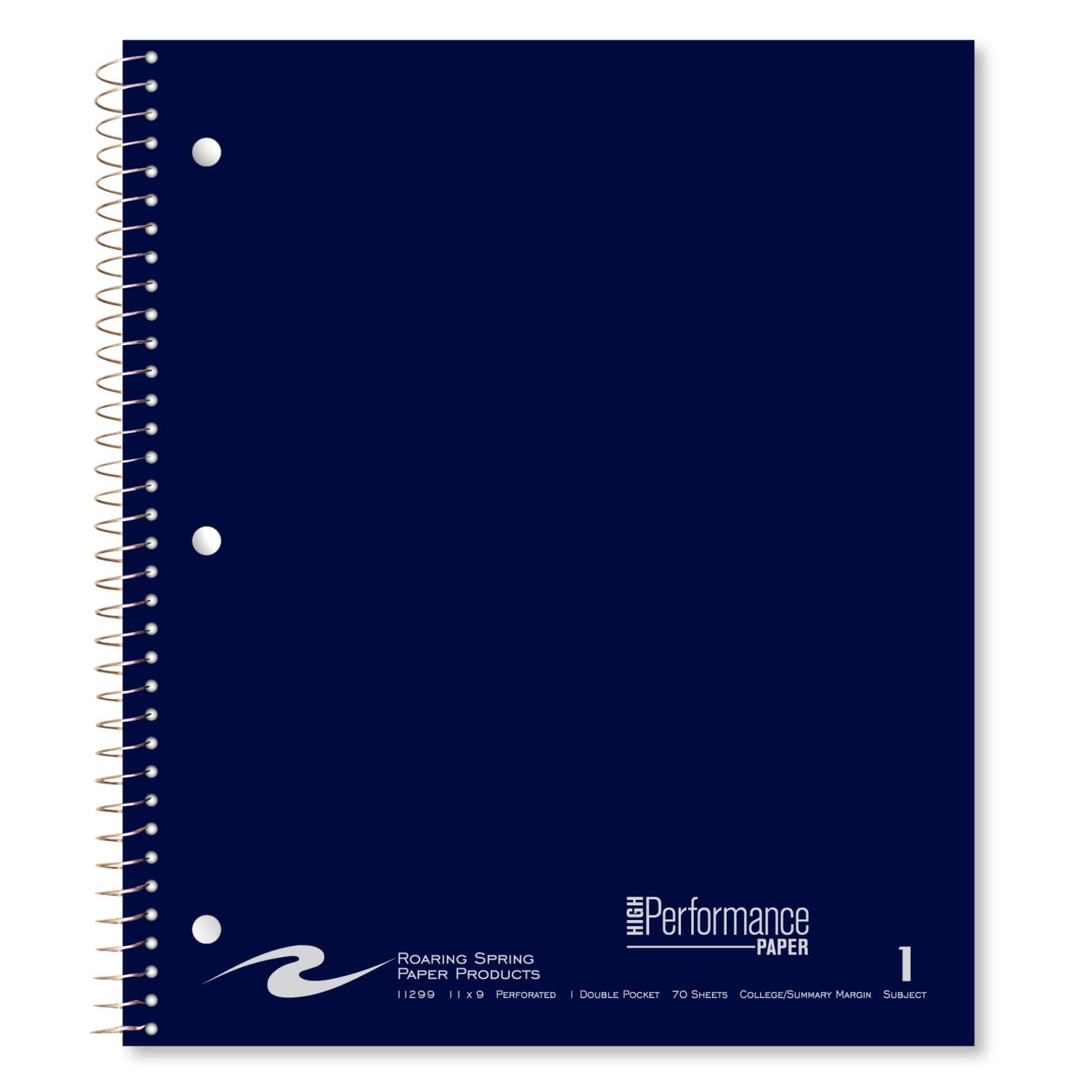 ROARING SPRING Signature Collection Law Ruled 1 Subject Spiral Notebook 11" x 9" 70 Sheets, Assorted Colors