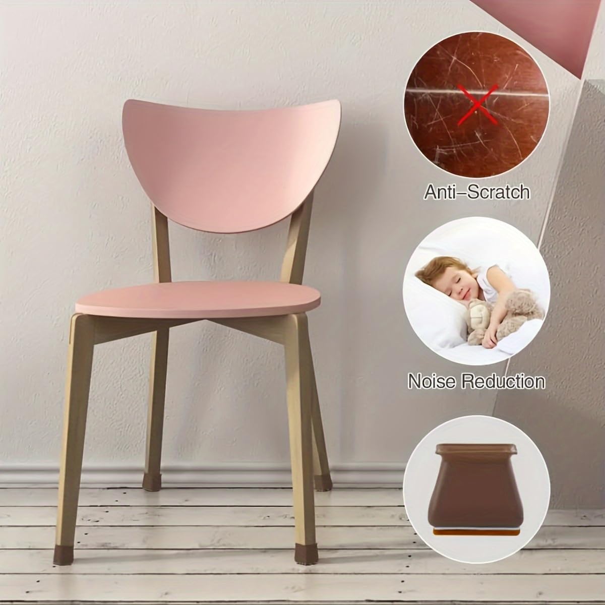 Protector Patas Sillas Cubierta for Base de Silla Envuelta en Borde de Silicona, Almohadilla Antideslizante de Fieltro Cuadrado, Mesa y protección for Muebles del hogar(16PCS)