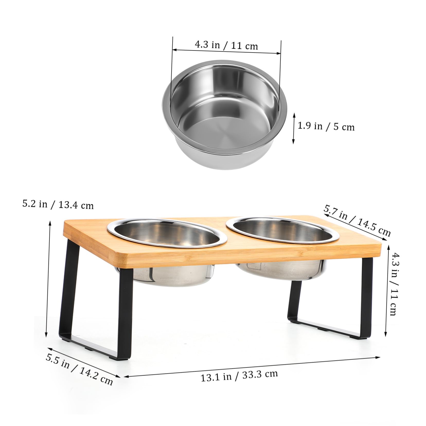 Comedero Elevado para Gatos con Soporte, Doble Cuenco de Acero Inoxidable | Base Antideslizante, Diseño Ergonómico, Uso Interior, Apto para Gato y Perro Pequeño