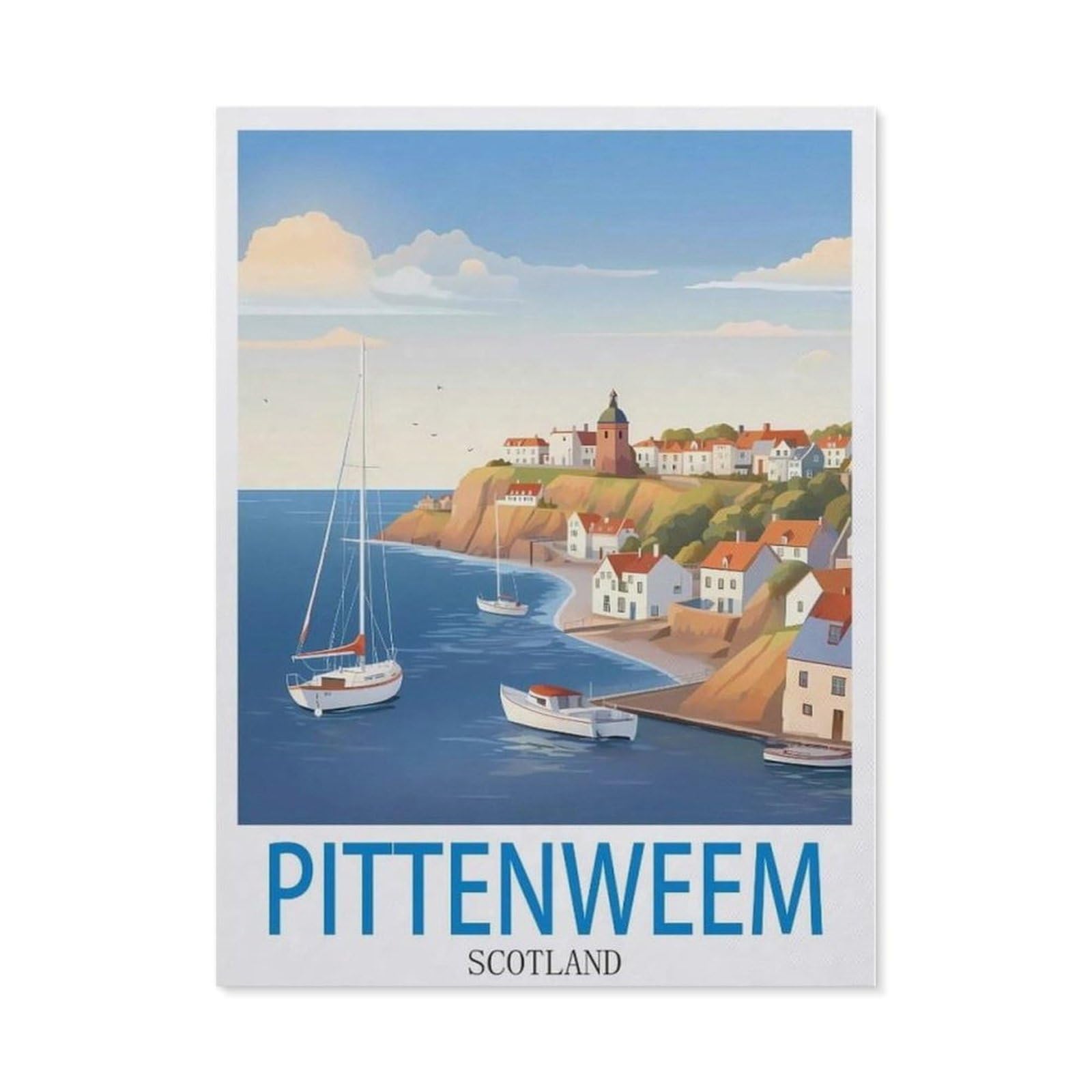 BEAYODKP DIY 5D Diamond Painting，Pittenweem Scotland（30 x 40 cm）