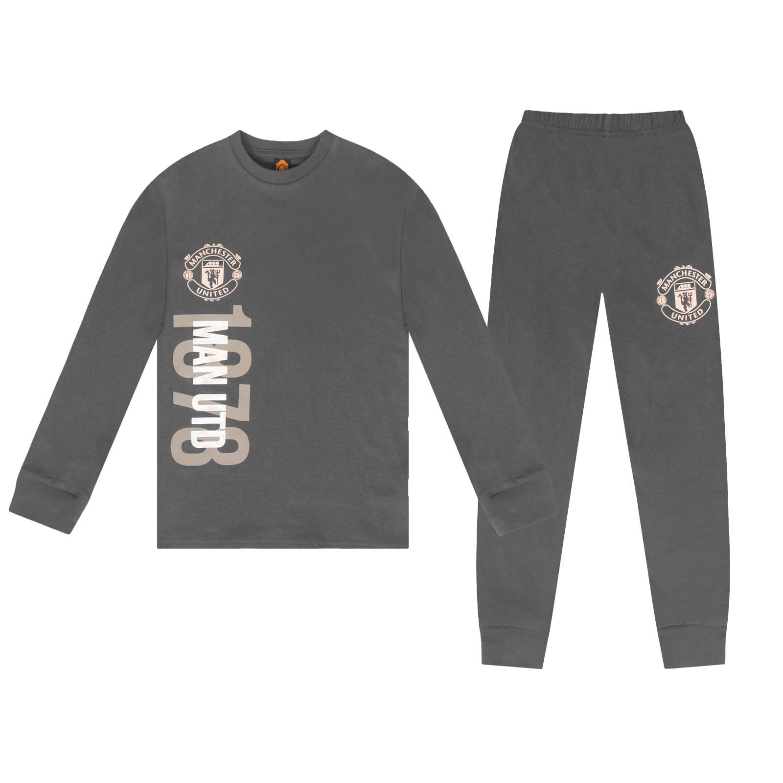 Manchester United Fc Official Football Gift Boys Long Pyjamas Grey 12-13 Years