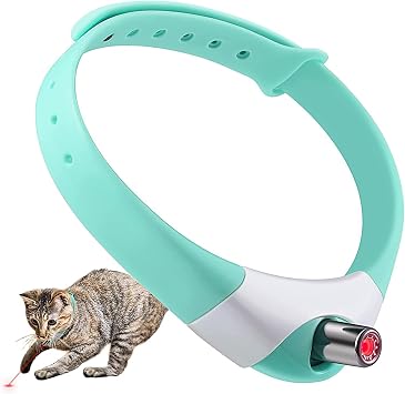 Automatic Cat Toys Laser Collar with Red Light, Interactive Cat Toys for Bored Indoor Cats, Rechargeable Electric Laser Cat Toy Wearable Collar for Kitten