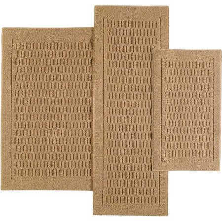 Mainstays 7033 Dylan Nylon 3-Piece Accent Rug Set (Dark Tan)