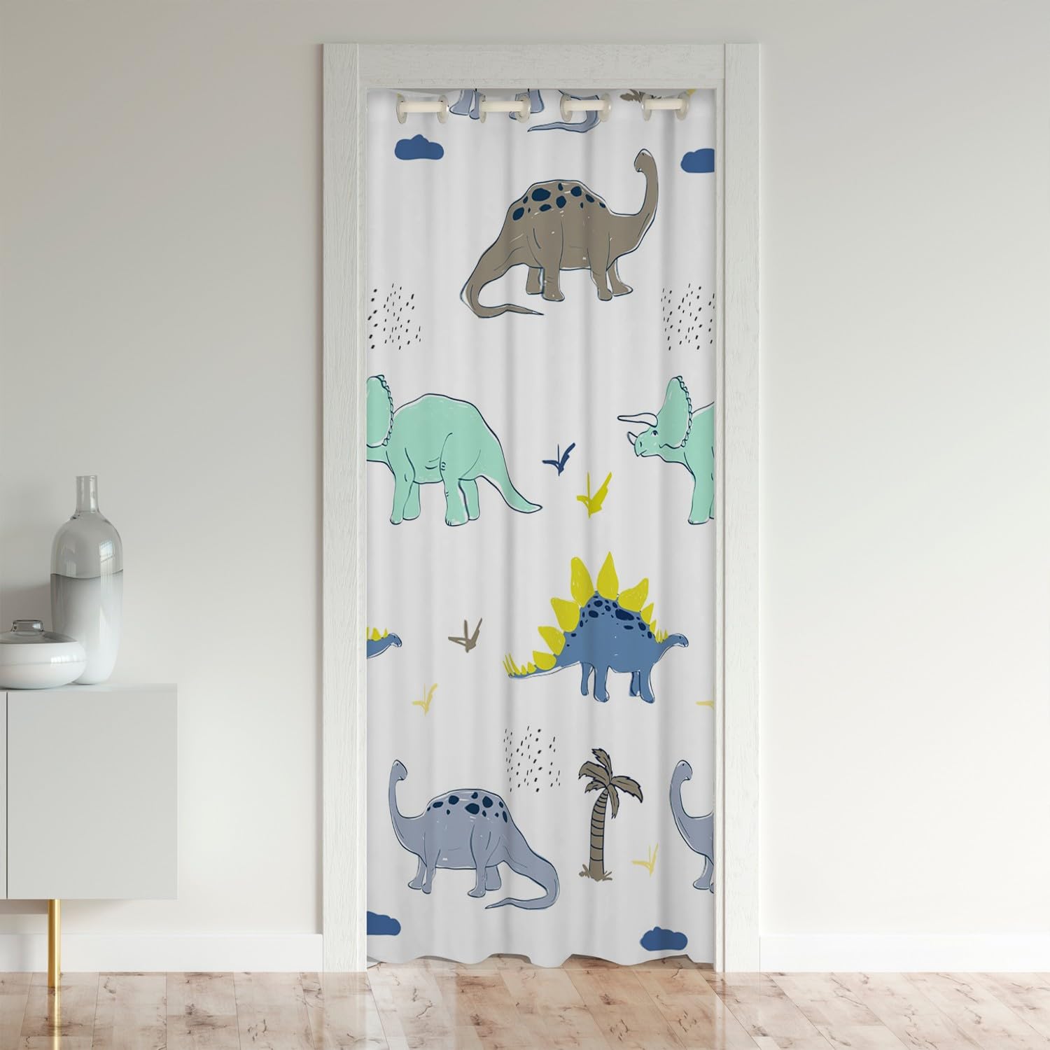 Cortina divisora de habitación de dinosaurio, cortina de puerta de dinosaurio de la selva para puerta, privacidad para niños, niñas, animales salvajes, armario, cortina para dormitorio, sala de estar,