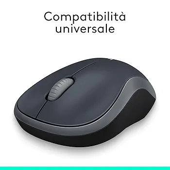 Mouse Wireless Logitech M185 - 1000 DPI, 12 Mesi Batteria, Grigio