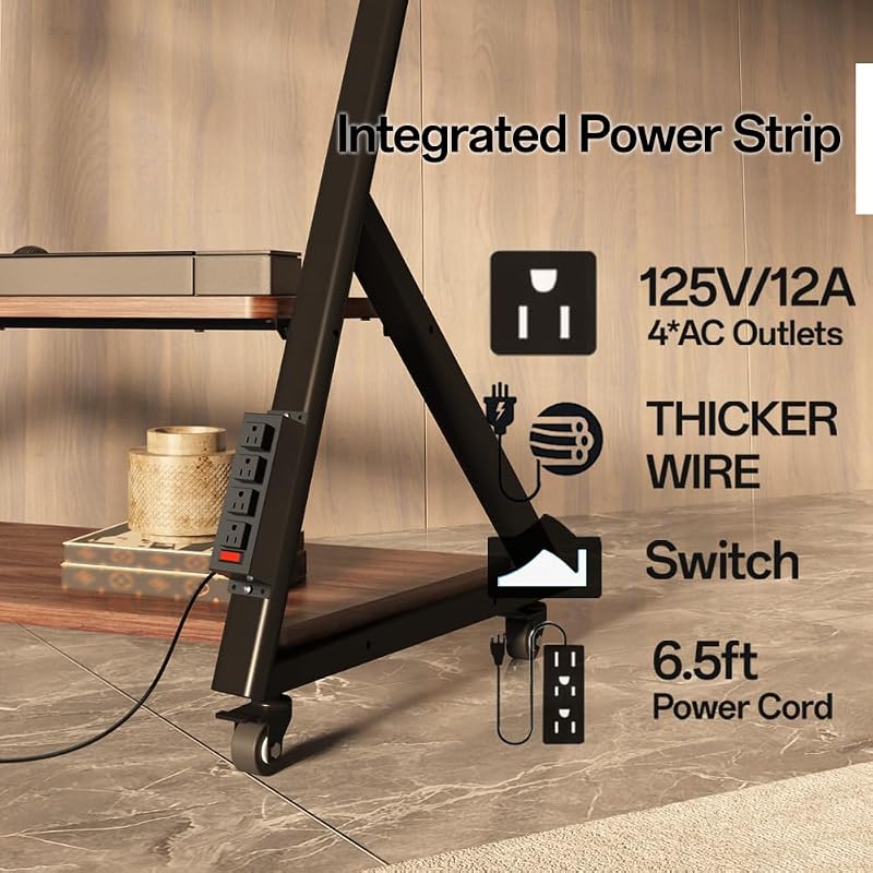Heavy Duty Rolling TV Stand with Power Outlet for 55 to 100 inch TV image 2
