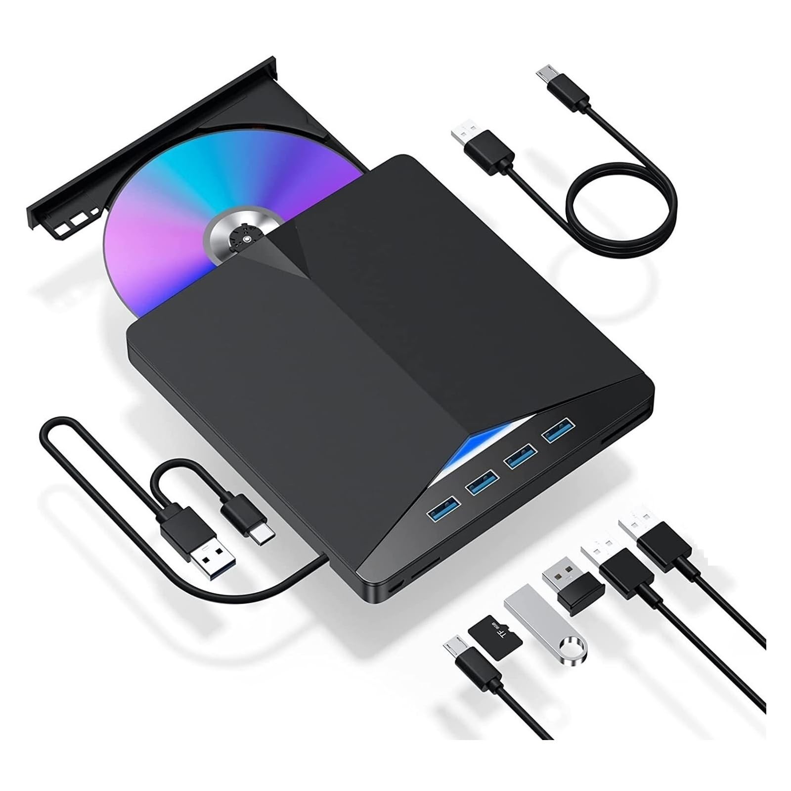 Unità Ottica Mobile Multifunzione TF/CD/USB Interfaccia Multiuso Masterizzatore DVD For Trasferimento Dati Ad Alta Velocità(Blu-ray)