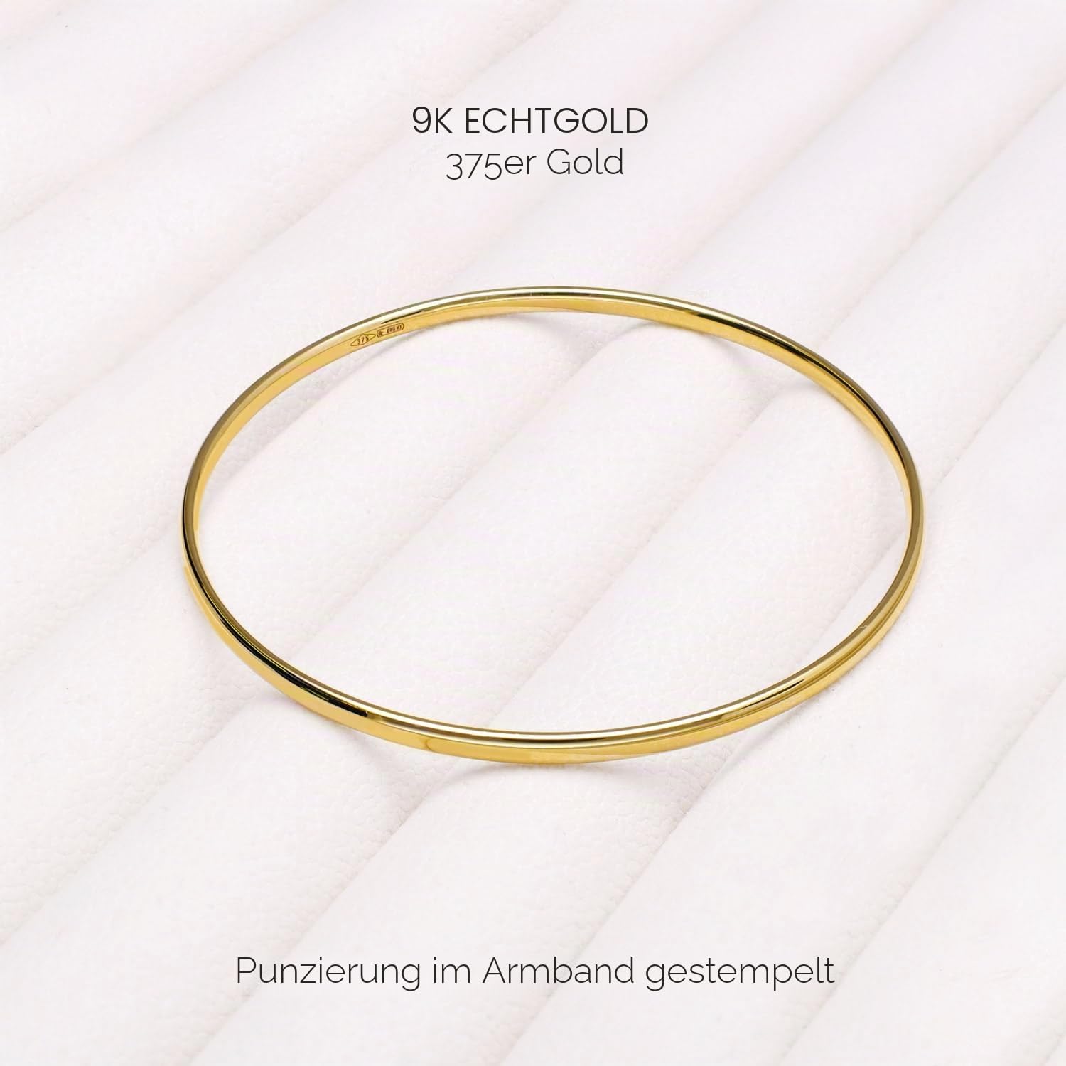 Lucchetta - Sklavenarmband Gold Armreif 9 Karat Gelbgold - 20cm, Goldarmband Damen Echtgold - Hochwertiges Schmuck hergestellt in Italien