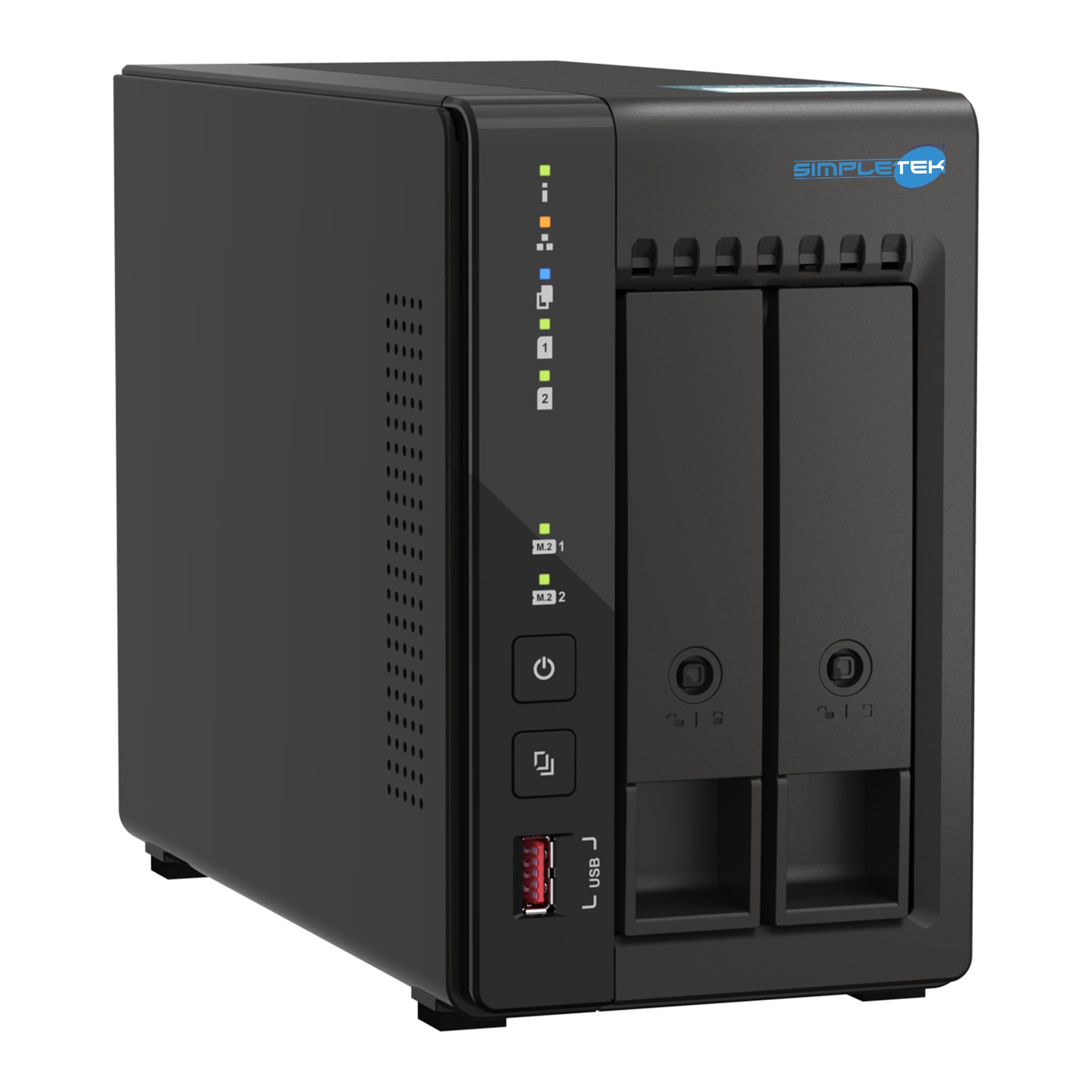 SIMPLETEK - Server Storage NAS a 2 Vani con 2x SSD 960GB - Quad-Core 2.0GHz - 8GB RAM DDR4 Integrata - 2 Slot M.2 NVMe - Doppia Rete 2.5GbE