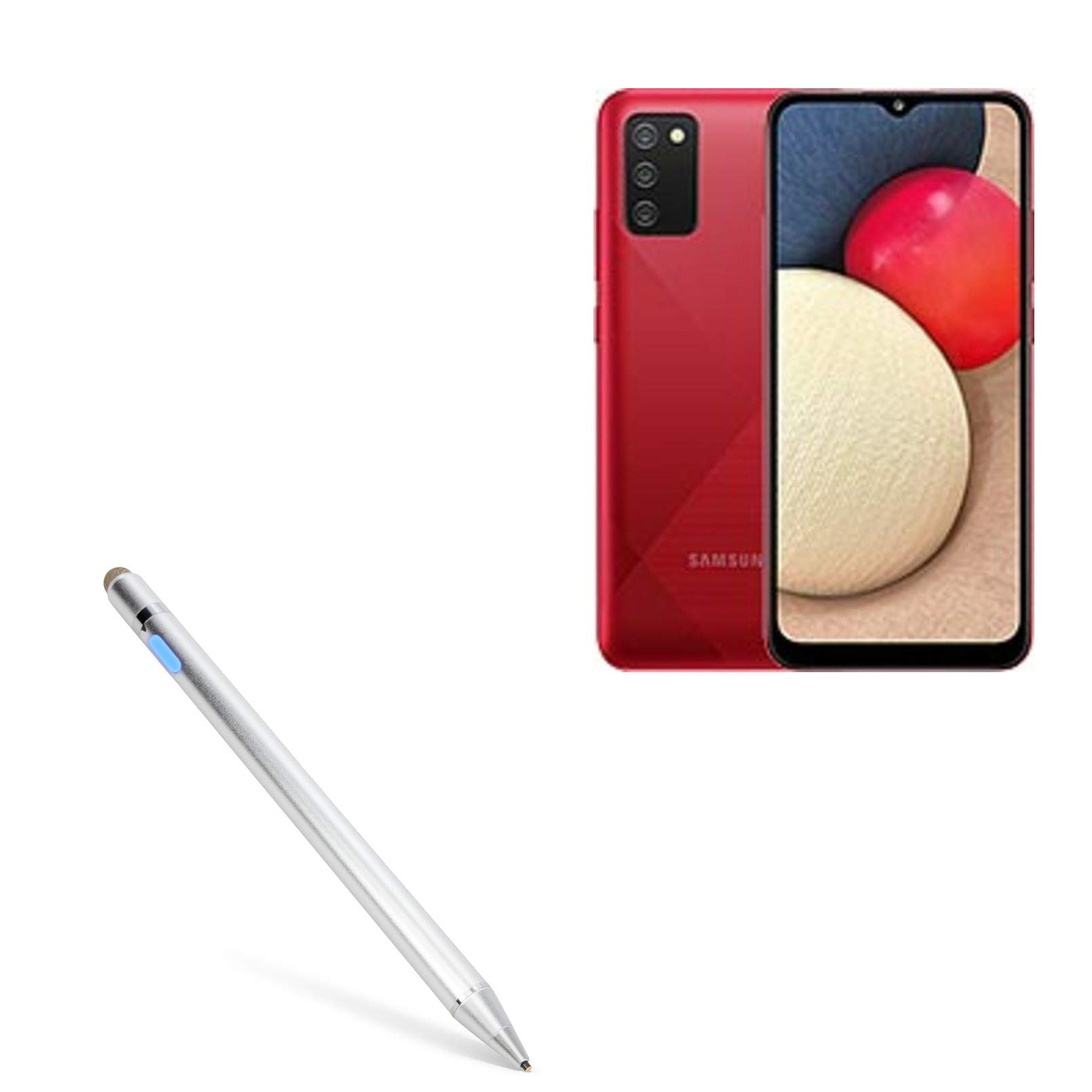 BoxWave Stylus Pen Compatible with Samsung Galaxy A02s - AccuPoint Active Stylus, Electronic Stylus with Ultra Fine Tip - Metallic Silver