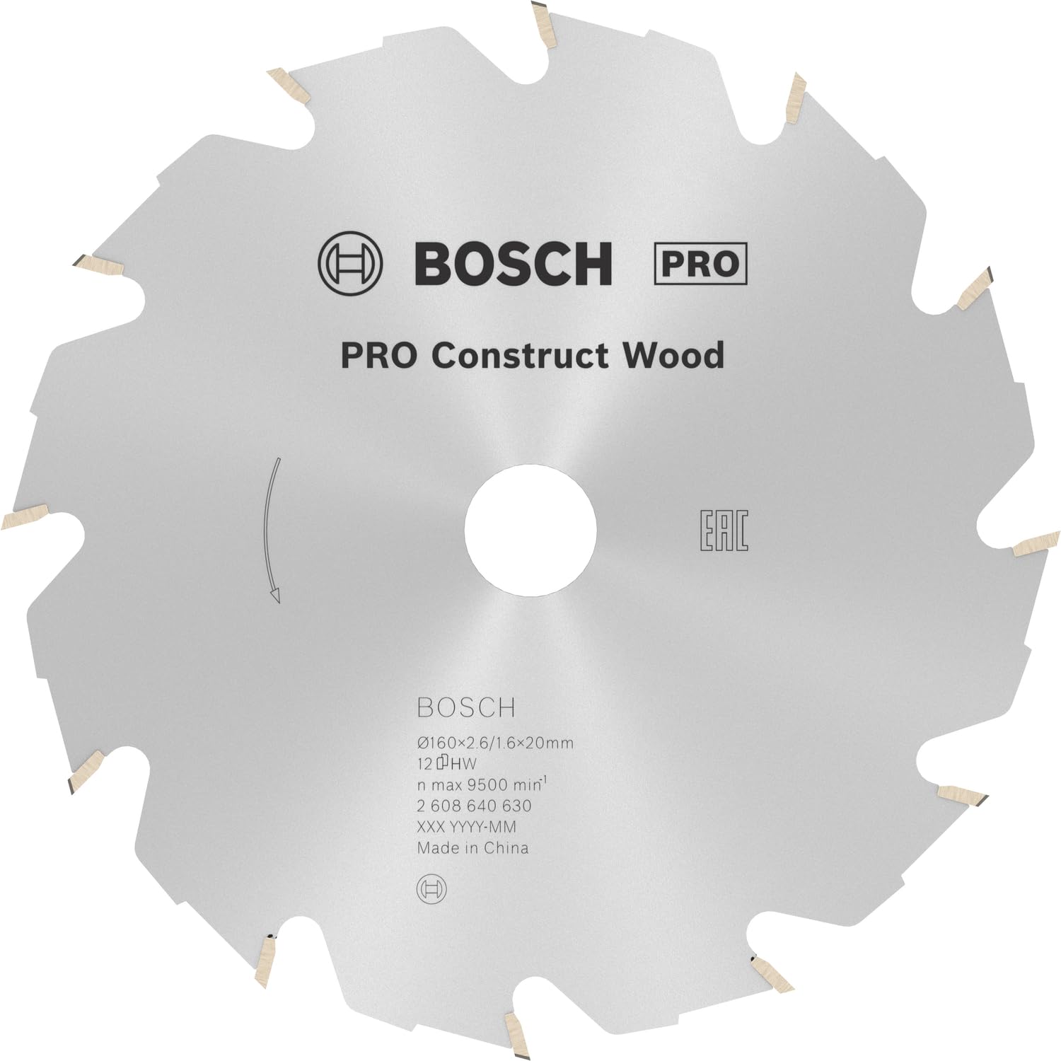 Lame de scie circulaire 160mm Bosch 12 dents pour découpe de bois massif et panneaux d'atelier
