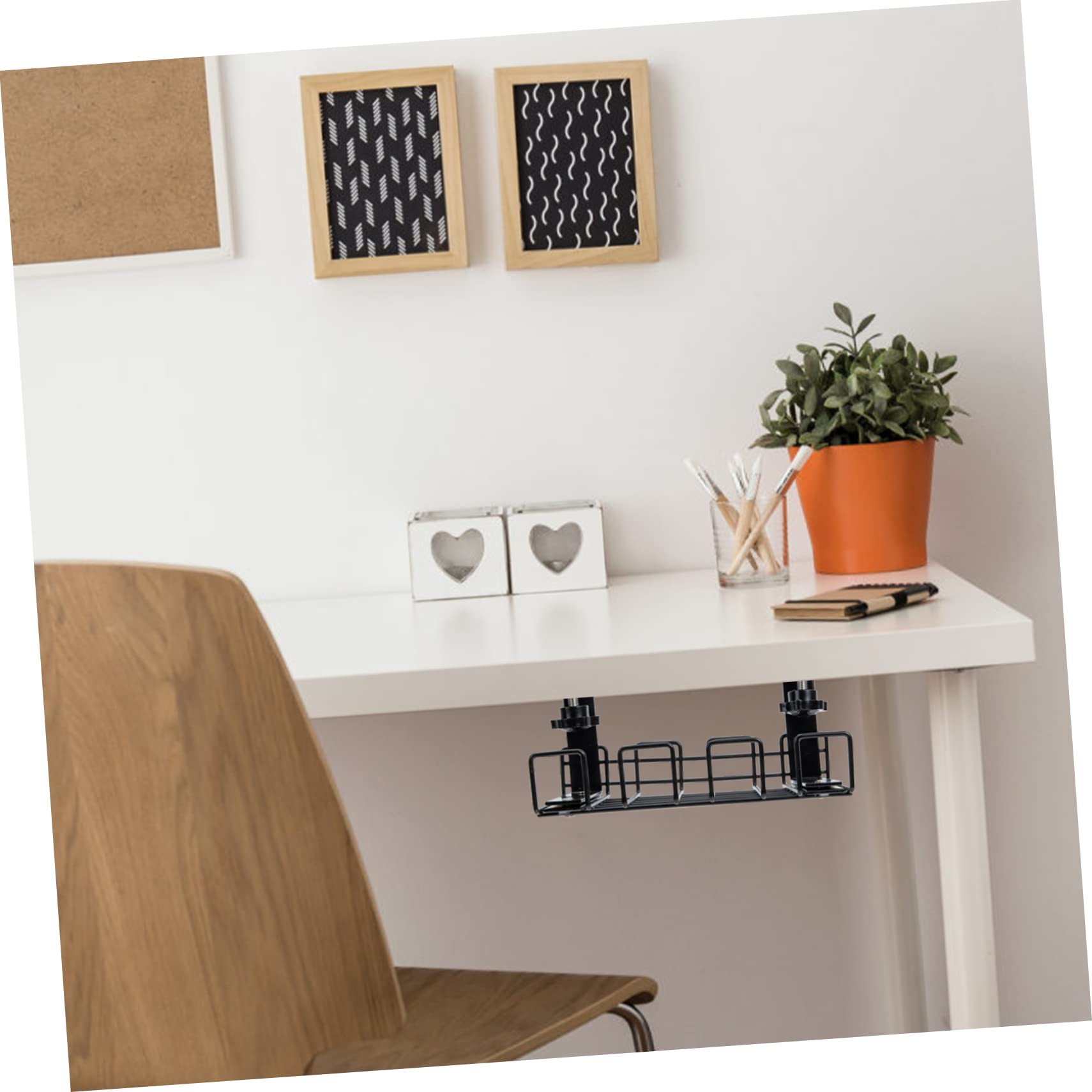 Holibanna Organizador de Cables Debajo Escritorio Soporte de Resistente para Gestión Ordenada de Cables Oficina y Hogar Compacto y Fácil Instalación