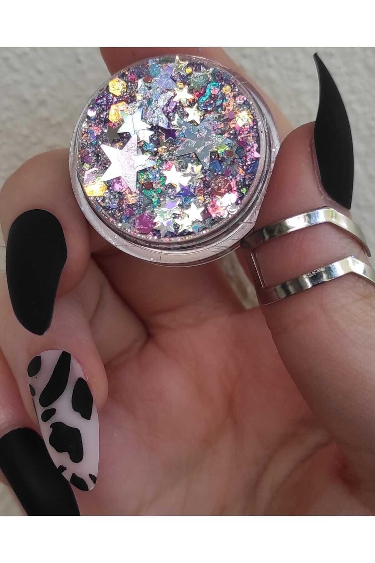 Hb Tasarım Parlak Glitter Jel Far Glitter Simli Saç Ve Vücut Simi Yıldızlı- Magic Stars, serashinegozfarı43