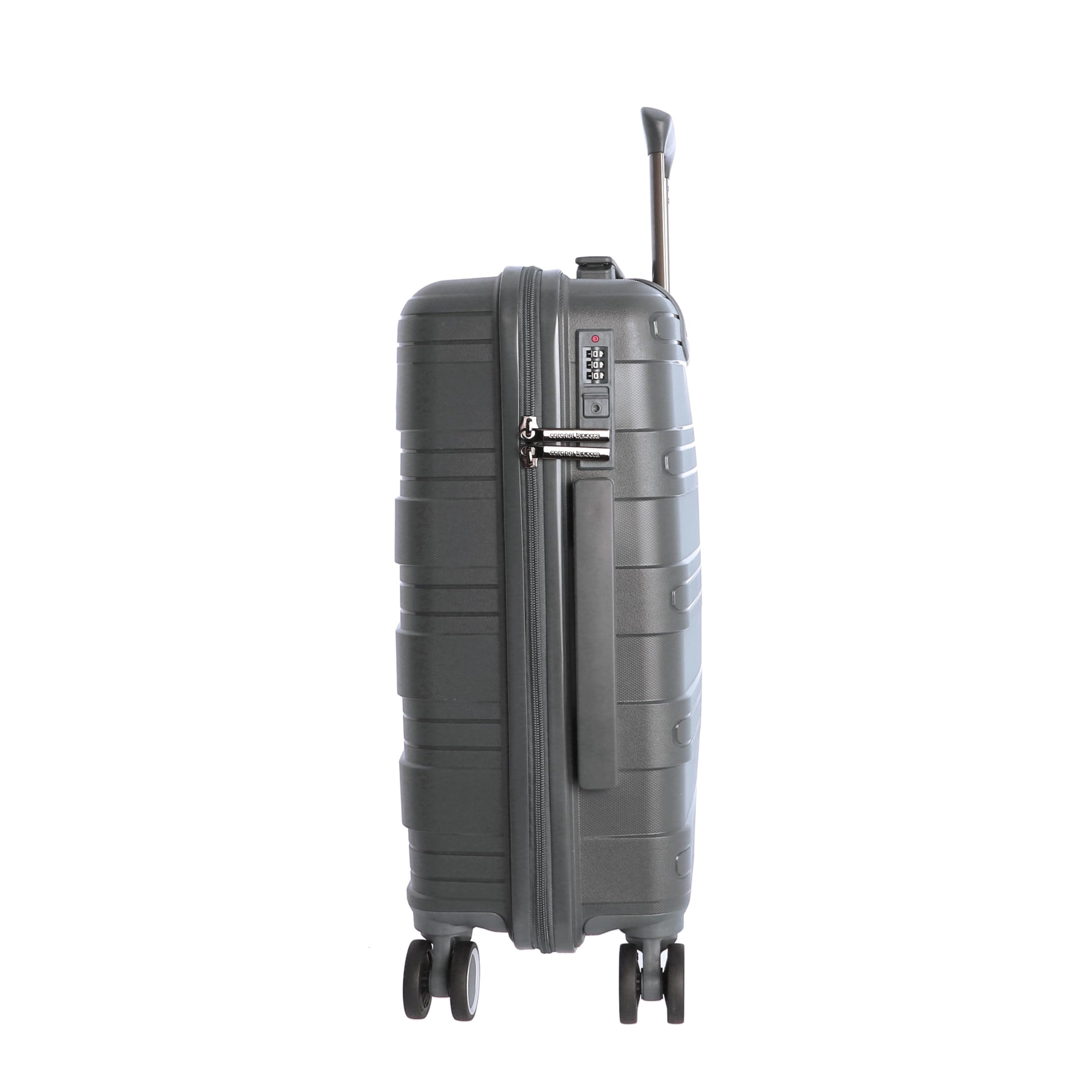 Coronel Tapiocca Valigia da cabina 55 x 40 x 20, valigia da viaggio adatta per Ryannair, trolley bagaglio per aereo, resistente, con 4 ruote a 360° e lucchetto TSA, grigio, Classico