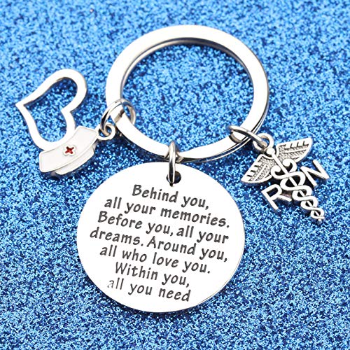 Feelmem Registered Nurse Jewelry Rn Keychain Rn Gift Rn Nurse Nursing Graduation Gift Behind You All Your Memories Rn Jewelry #TOP2
