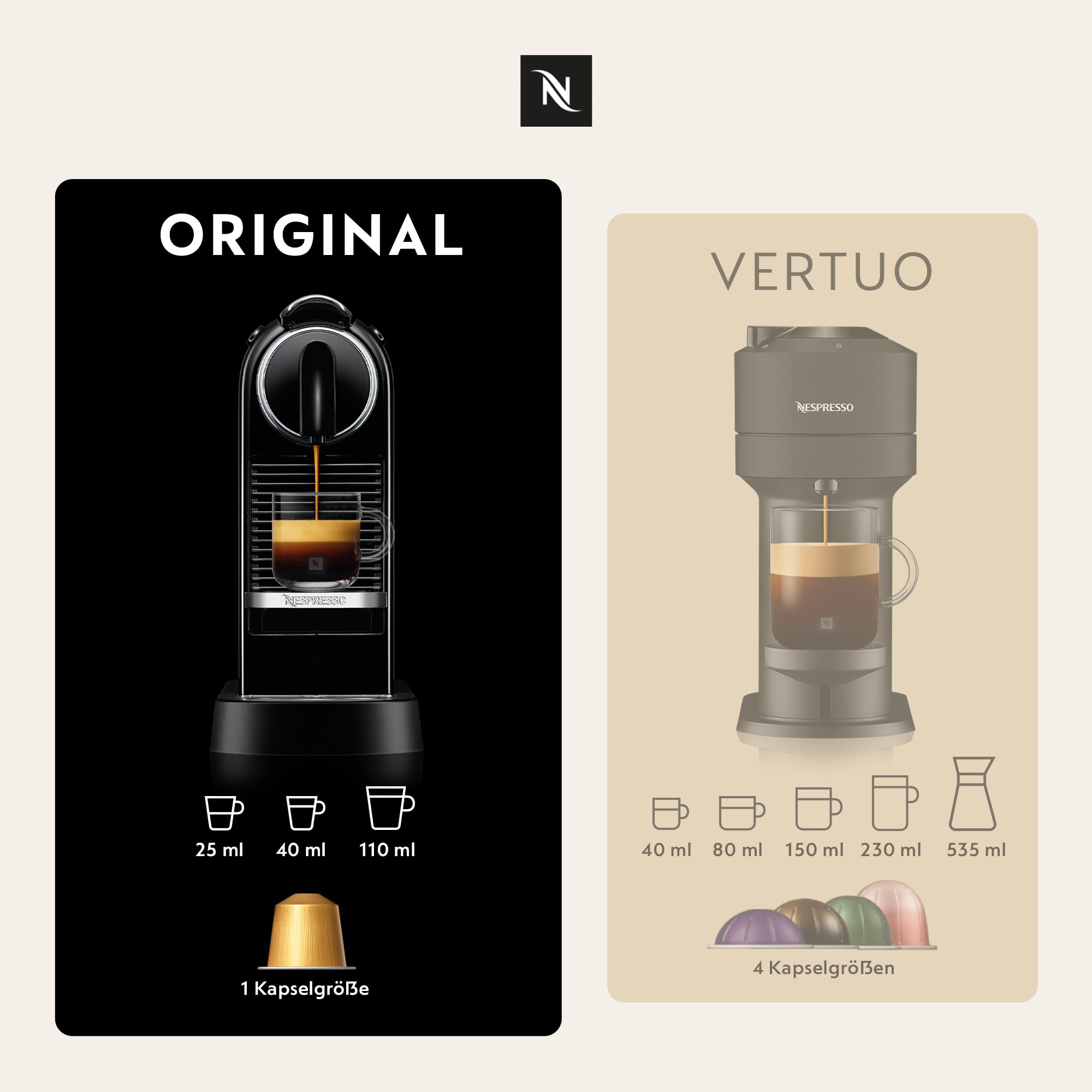 Nespresso Original Decaffeinato Collection, średnie i ciemne palenie, 50 sztuk
