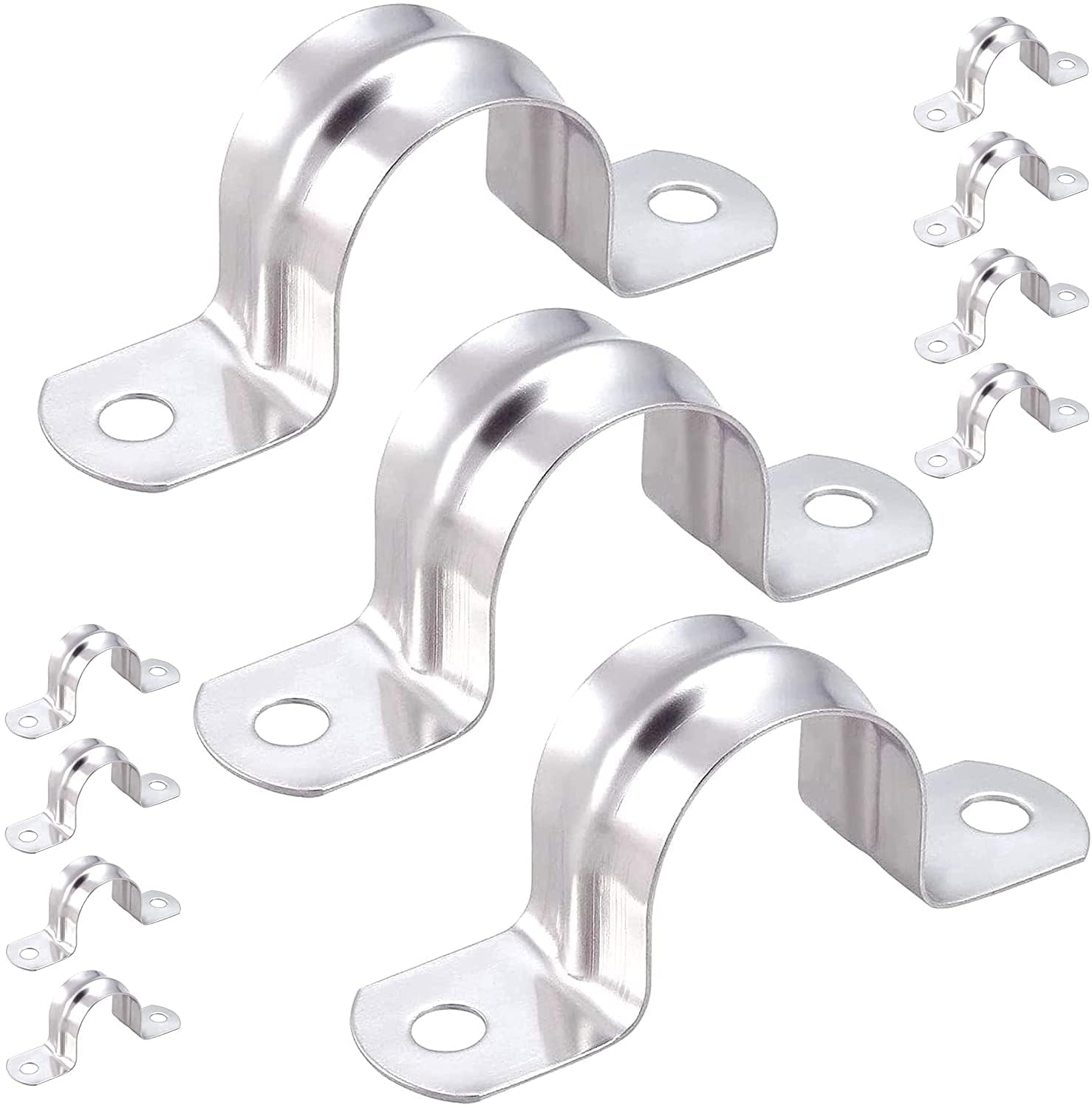 2 Inch Pipe Strap Clamp, 304 Stainless Steel Two Hole Pipe Hanger Bracket, M50 U Shape Tube Clip for Securing Conduit, Pipe, Cable & Plumbing Installations (Internal Diameter 50mm-5PCS)-image-28