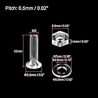 Vista 2 de uxcell Tornillos de máquina Phillips de plástico M3 x 0.472 in con tuercas y arandelas planas, pernos de máquina de cabeza plana de PC
