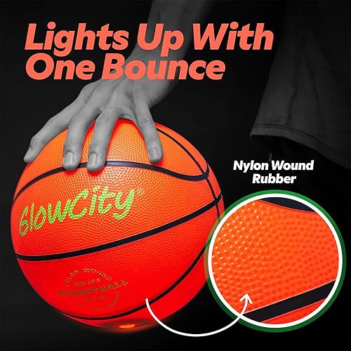Miniatura 4 de GlowCity Balón de baloncesto con luz LED, tamaño 6, 28.5 pulgadas, tamaño oficial para baloncesto femenino, bueno para preadolescentes también,