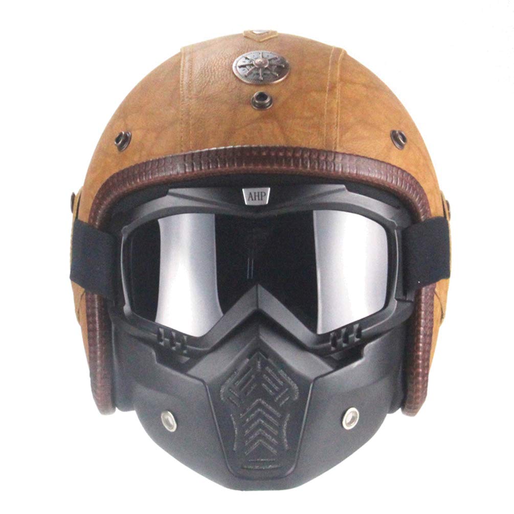 Casco Moto Jet Vintage Tedesco - Leggero Aperto Con Maschera - Omologazione DOT - Taglie Unisex