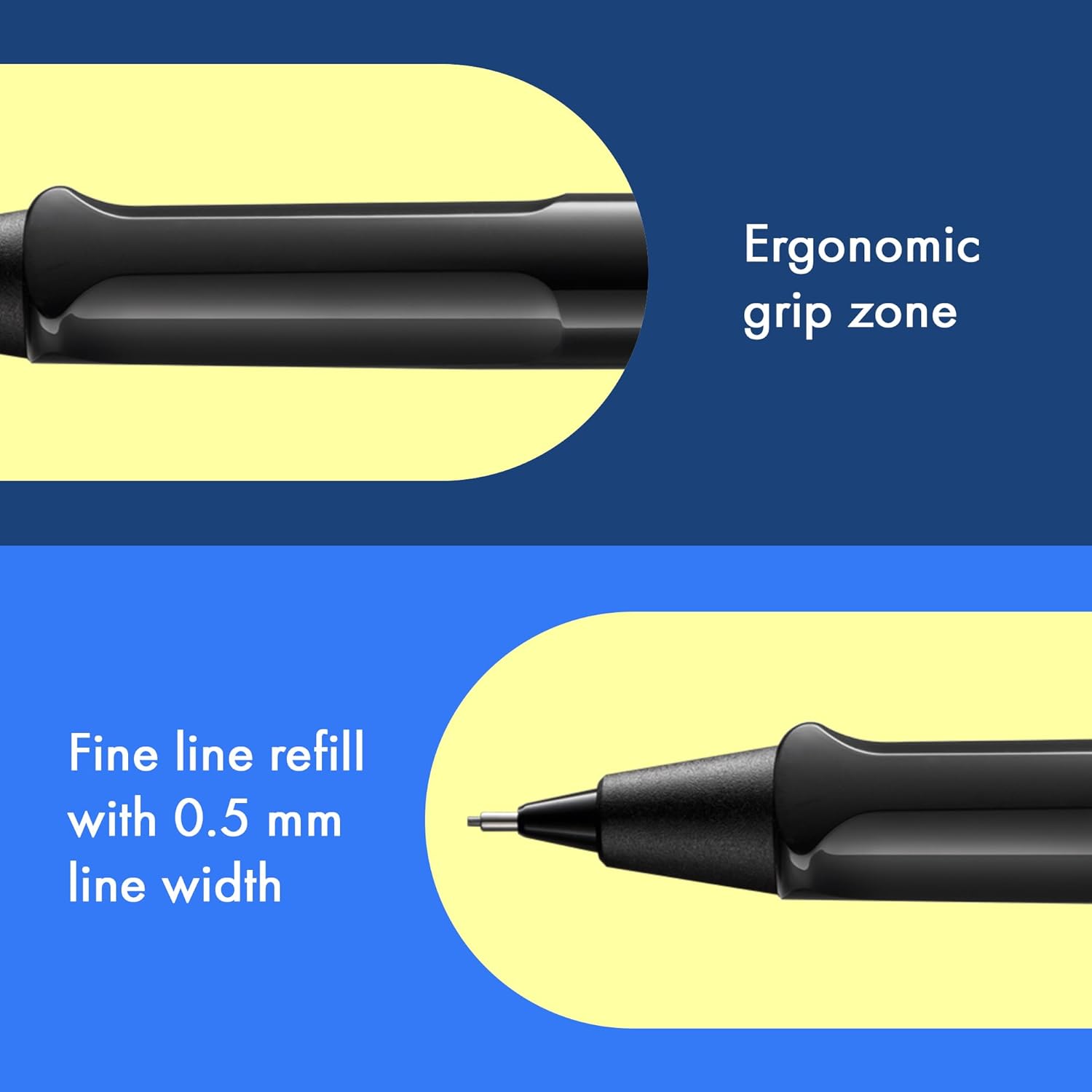 LAMY safari black - Mechanical Pencil with ergonomic grip & body made of robust ASA plastic - ideal for drawing & writing - including LAMY M 41 fine line refill 0.5 mm & eraser tip