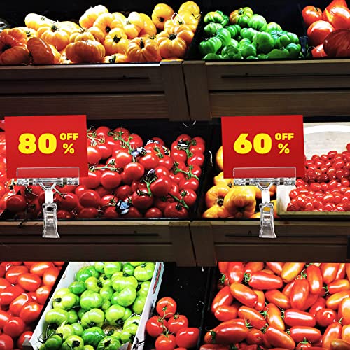 Daletu Sign Clips, 30 Pcs Clear Plastic Price Tag Label Display Clips, Rotatable Pop Clip, Merchandise Sign Holder Clip For Retail Rack Baskets Cards #TOP5