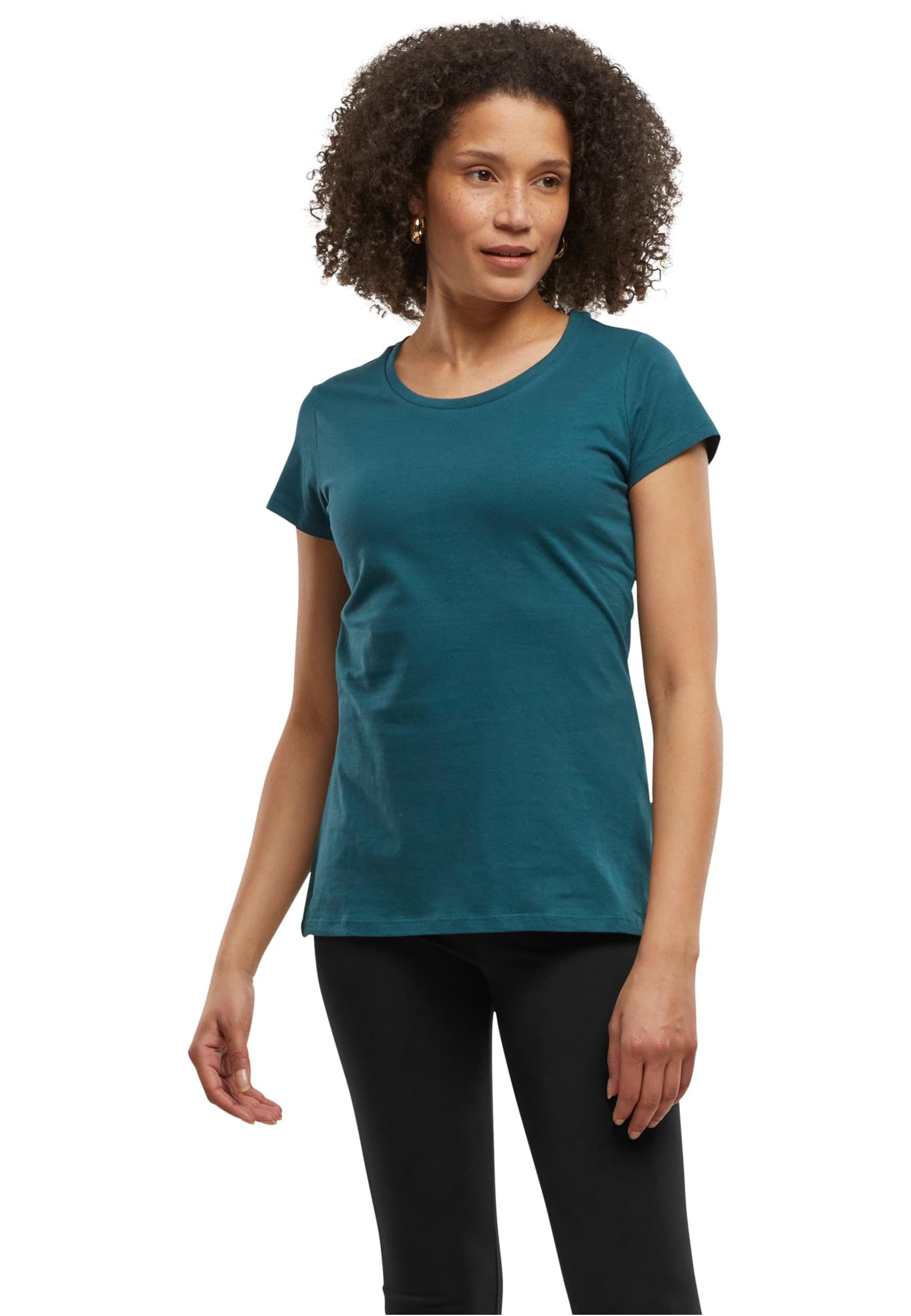 Build your Brand Women's Basic Tee, Short Sleeve Women's T-Shirt with Crew Neck, Made of Cotton, Sizes XS - 5XL, Ocean Blue, XXXXXL