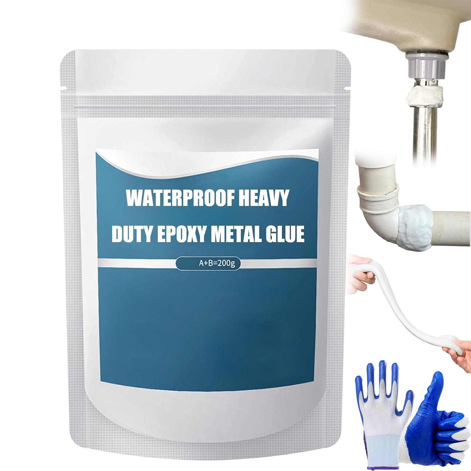 Waterproof Heavy Duty Epoxy Metal Glue,Professional Grade Adhesive,Weld Waterproof Epoxy Metal Casting Adhesive,for Metals Repairs,Plumbing Fixes,and Bonding Applications (Black, 160g)
