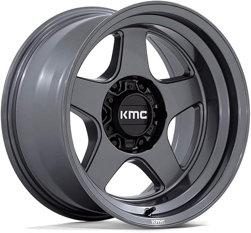 KMC KM728 LOBO - Rueda personalizada de 17 x 8.5, 18 desplazamientos, patrón de pernos de 6 x 114.3, buje de 2.601in, llanta antracita mate