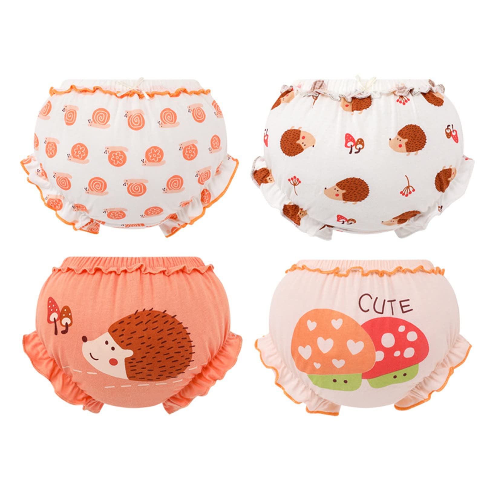Kids Infant Baby Girls Boys Underpants Cute Animals Letter Print Underwear Shorts Pants Toddler (Orange, 12-24 Months)