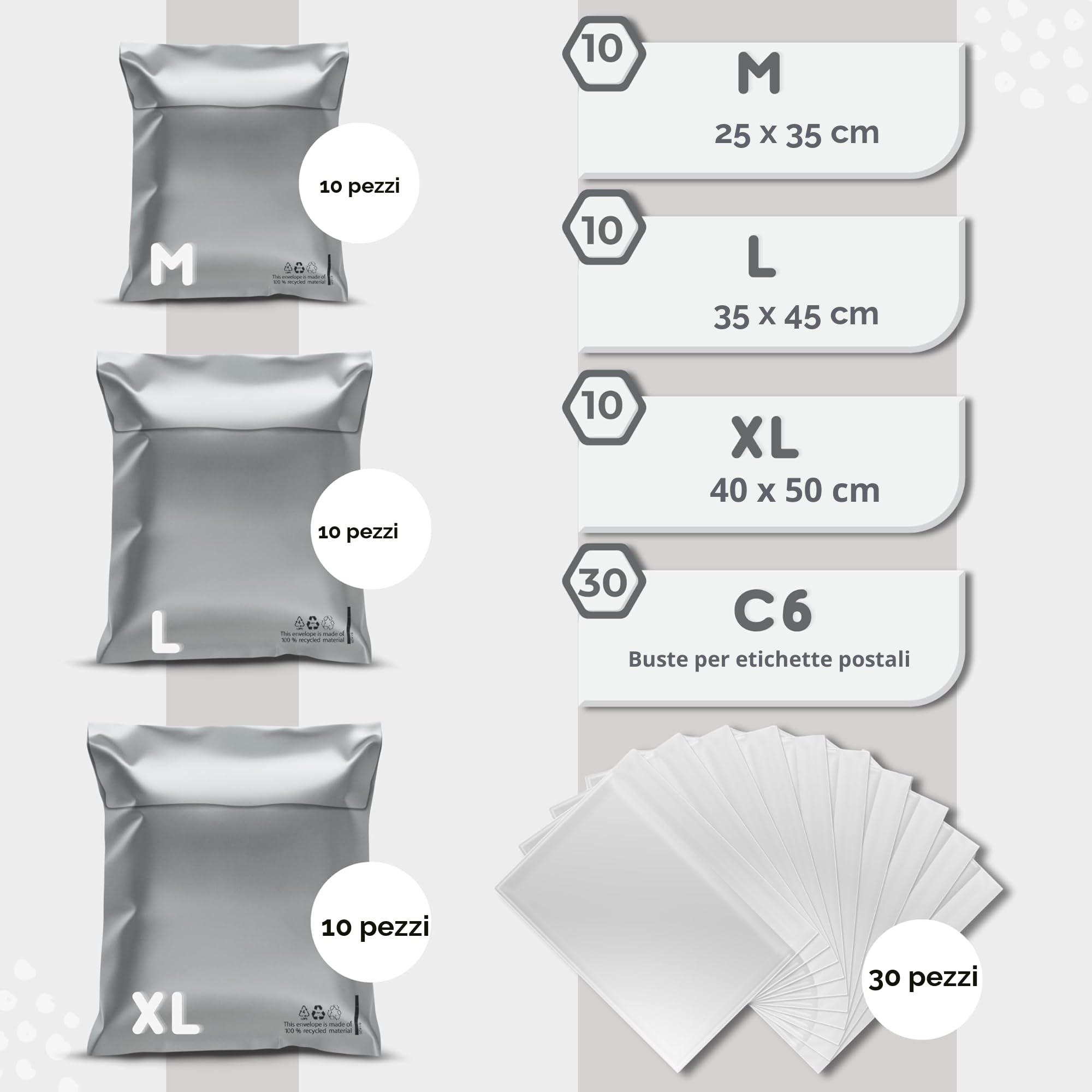 Buste per Spedizioni Vinted Set da 30 pezzi M L XL Sacchetti Spedizione Buste Plastica Imballaggio