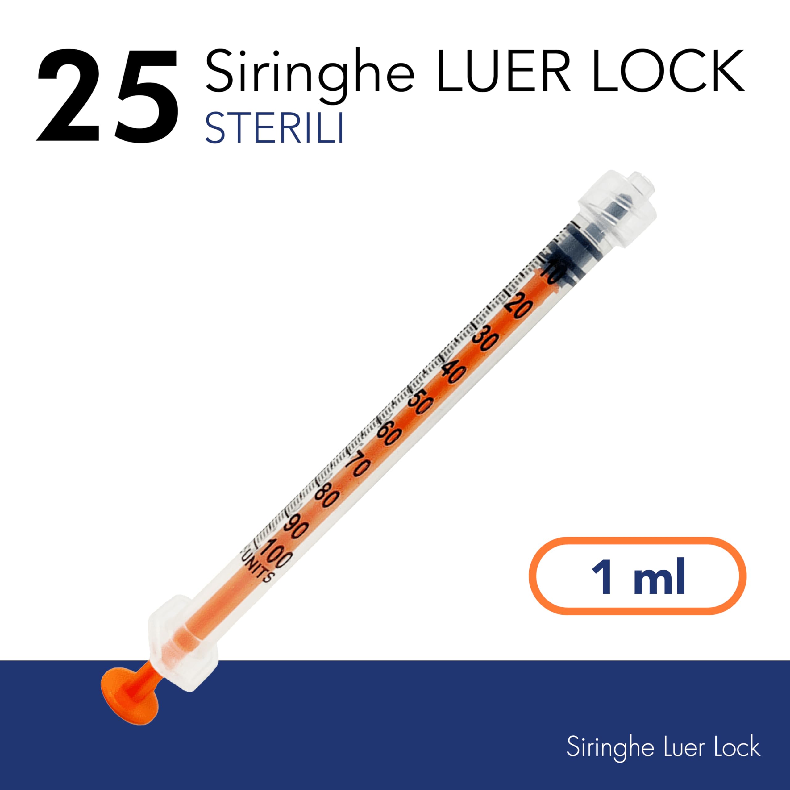 Siringhe sterili Luer Lock 1 ml - siringa senza ago, cono centrale, atossiche, apirogene