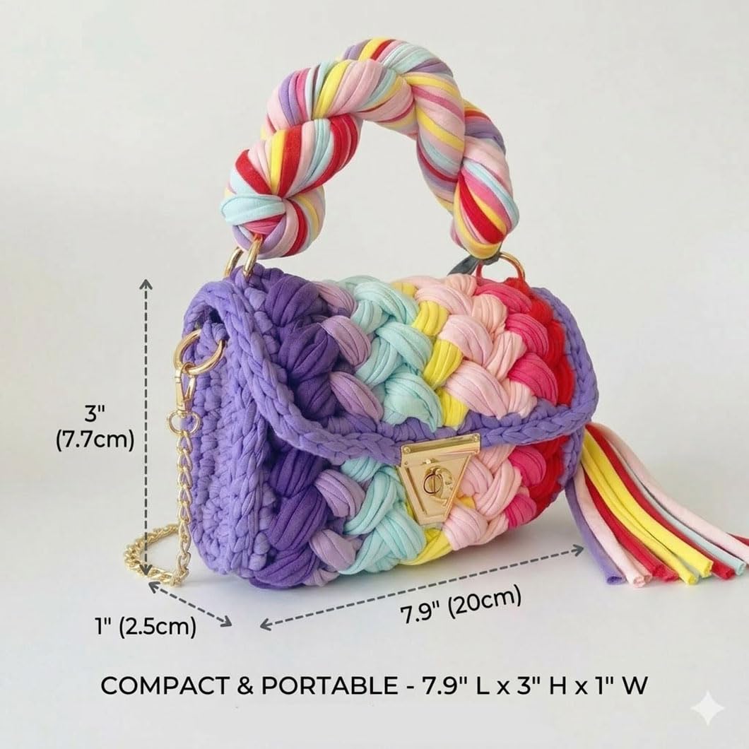 Bolso bandolera de estilo bohemio y clutch de noche – Bolso de mano tejido a mano con hilo grueso para mujer, con cadena desmontable