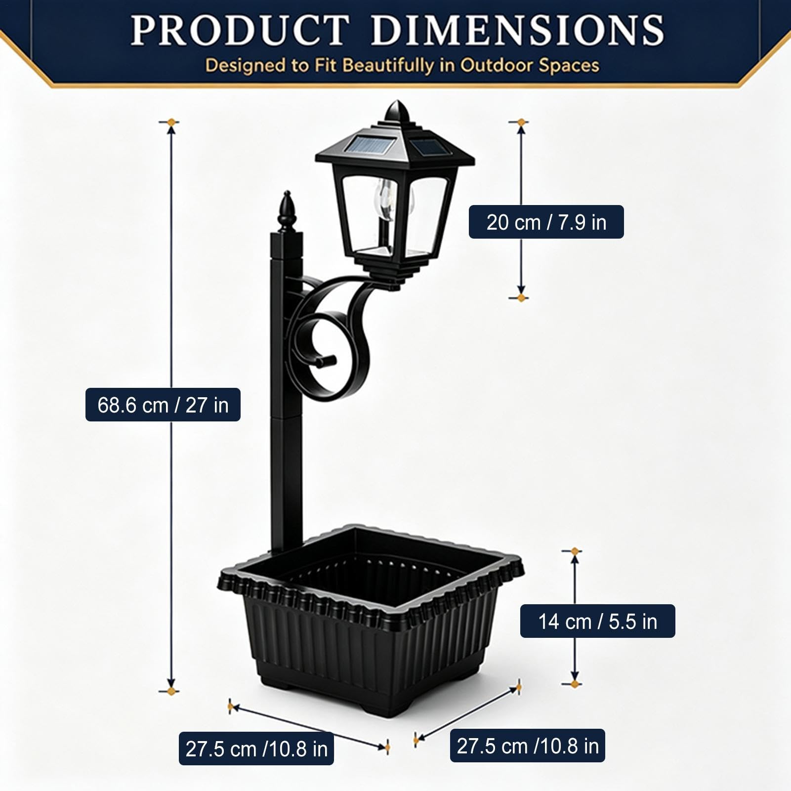 Lanterna Solare con Fioriera Vaso Fiorito 2-in-1 con Lampione Solare