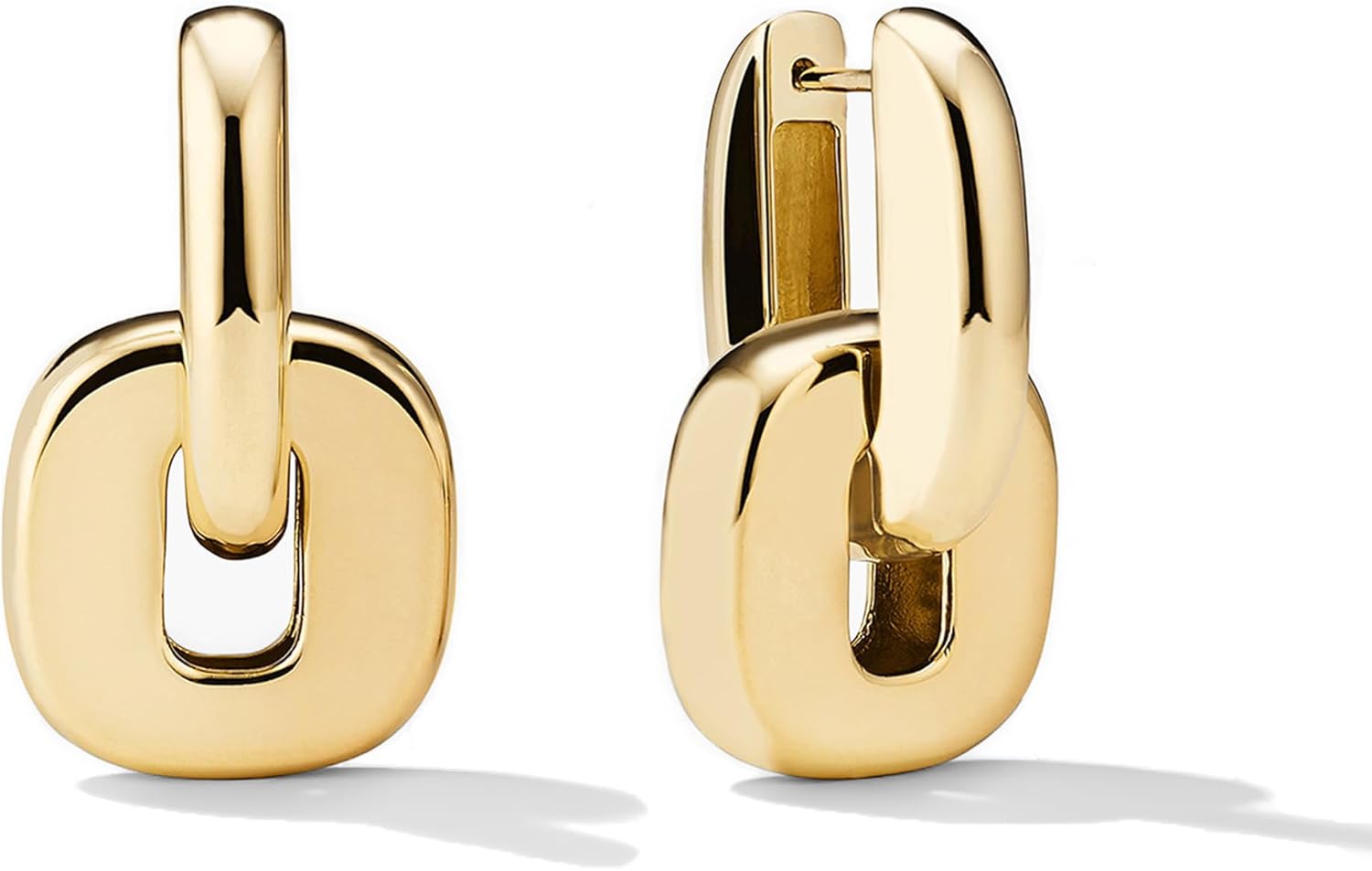 NOKMIT Chunky Hoop Earrings for Women, Trendy 14K Gold Silver Tone Bold Geometric Paperclip Link Earrings, High Polish Hypoallergenic Statement Jewelry Gifts