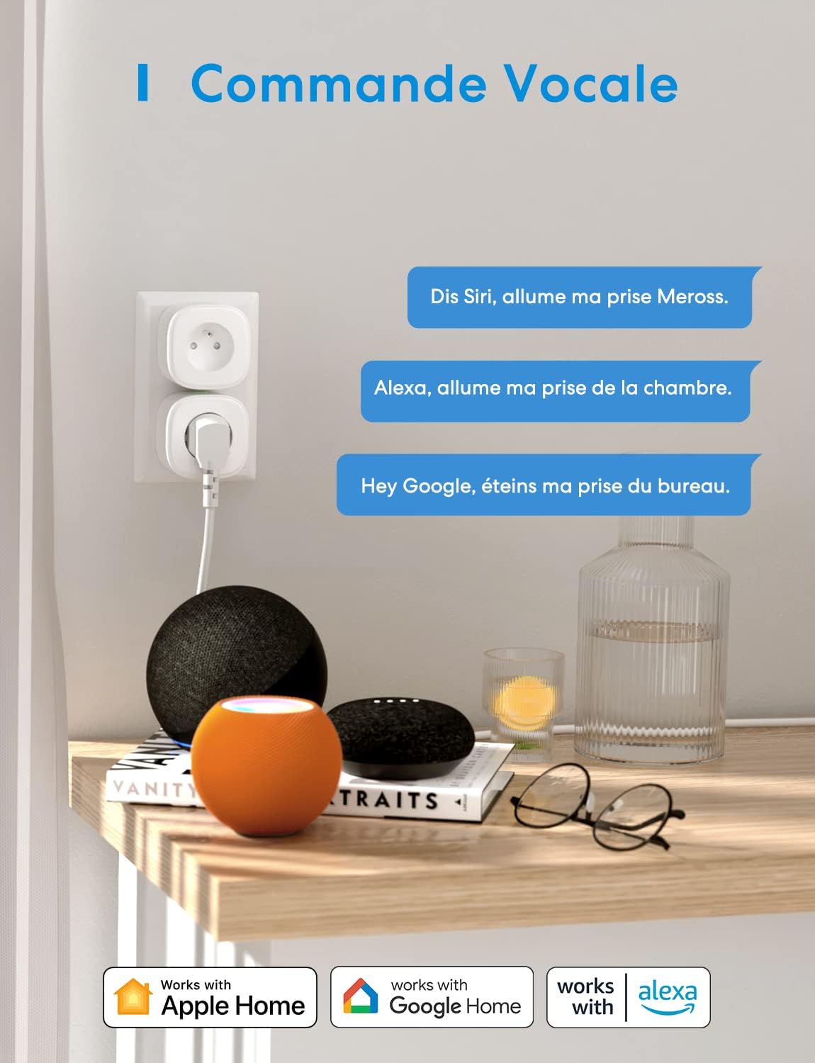 Meross Prise Connectée WiFi, Prise Intelligente avec Commande Vocale, Contrôle à Distance et Fonction de Temps, Fonctionne avec Alexa, Apple HomeKit et Google Home (Lot de 2)