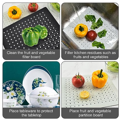 31.5x26.2 cm Alfombrilla de Goma para Fregadero - Protector y Escurreplatos con Drenaje, Inserto Cuadrado para Proteger la Pila y la Vajilla (Blanco) - imagen 6