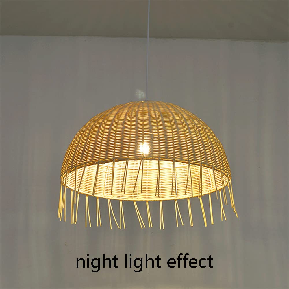 Lampada a Sospensione semicircolare in bambù, Creativa, Fatta a Mano, Intrecciata, a Nido d'uccello, Lampada a Sospensione in Vimini Creativo, Stile Rustico, per Soggiorno, Cucina, corridoio