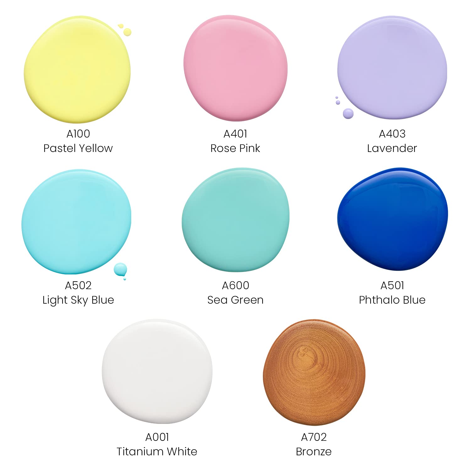 ARTEZA Set de peinture acrylique à verser, bouteilles de 120 ml, set de 8 couleurs pastel, pas de mélange nécessaire, peinture à verser : Toile, verre, papier, bois, carrelage et pierres