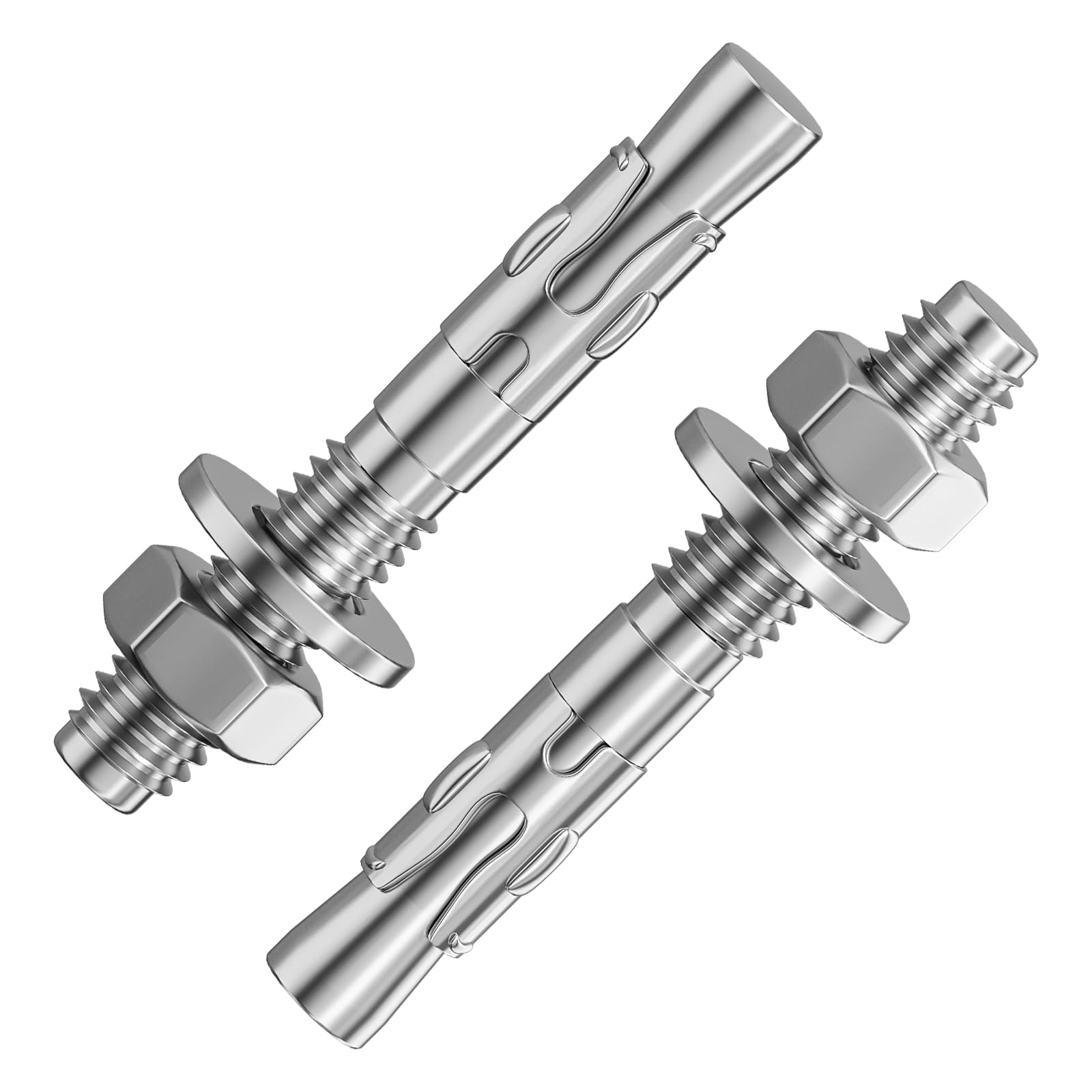 Wensilon 30Pcs 5/16x2-1/4 Inch Standard Fasteners for Heavy-Duty 304 Stainless Steel Wedge Anchors for Cement and Concrete