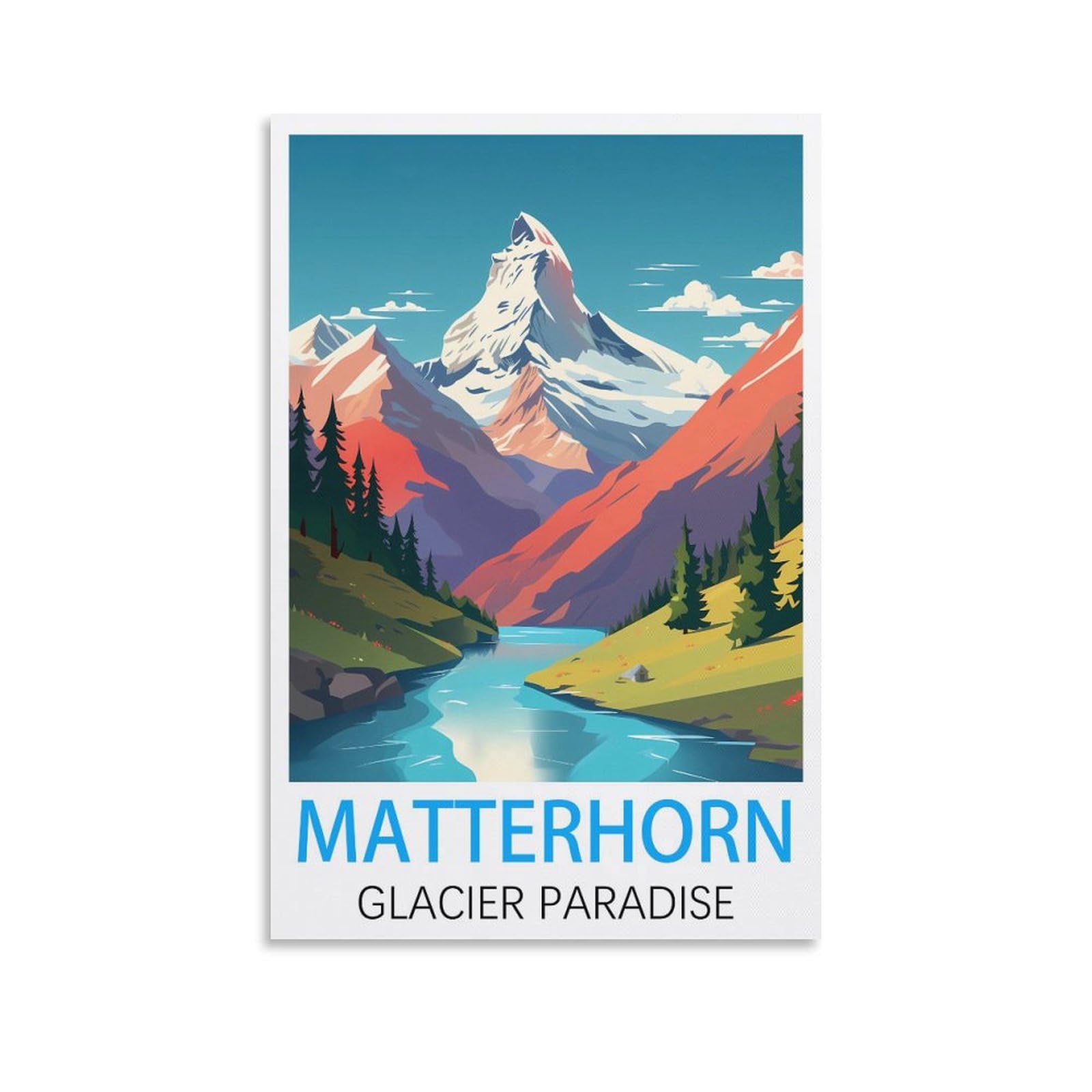 KmoNo Matterhorn Glacier Paradise Vintage Travel Posters 12x18inch(30x45cm) Wall Decor Painting Canvas Wall Art Living Room Poster Bedroom