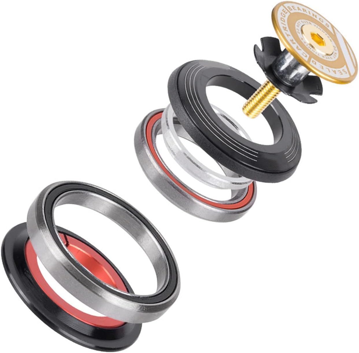 Ktsxxops Bicycle Headset Bike Front Fork Headset Tapered Tube 42 52MM, Mountain Bike Headset for 1-1/2in Standard Spine Fork, 1-1/8in Standard