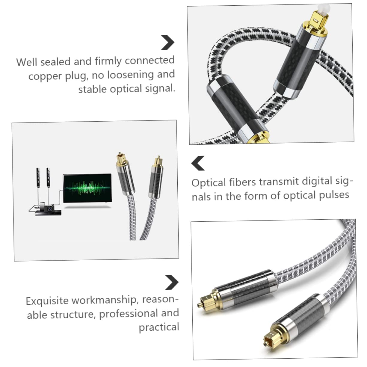 Homoyoyo Cavo Audio Ottico 5m in Fibra Ottica Nero Digitale | Trasmissione Stabile del Segnale, Resistenza al Rumore, Alta Fedeltà per Apparecchi Audio e Speaker