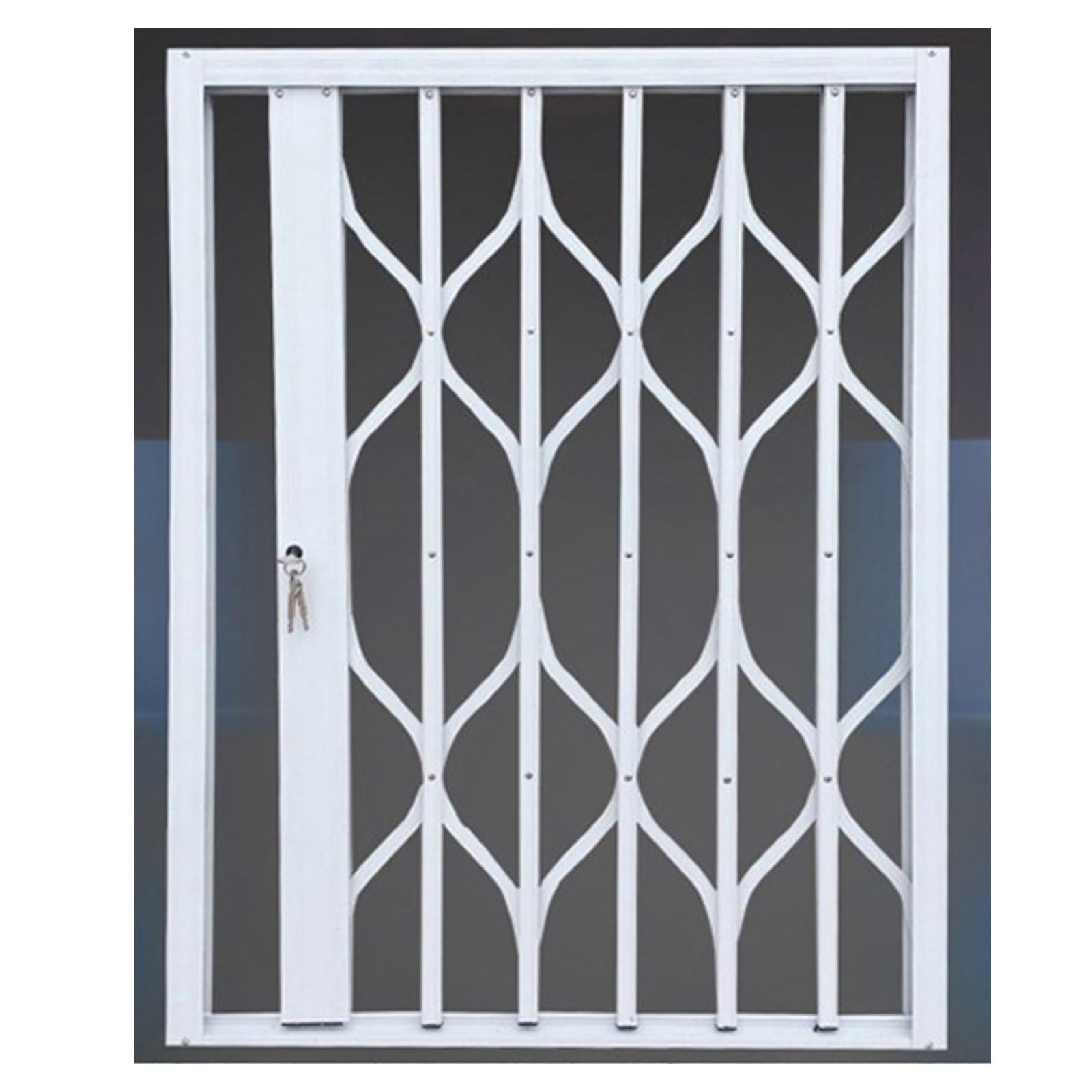 Generisch Faltbares Kindersicherheitsgitter – abschließbare Fenstergitter für Schlafzimmer und Büros, verstellbare Breite 90–110 cm, platzsparendes Design, erhältlich in Grau, Weiß und Grün
