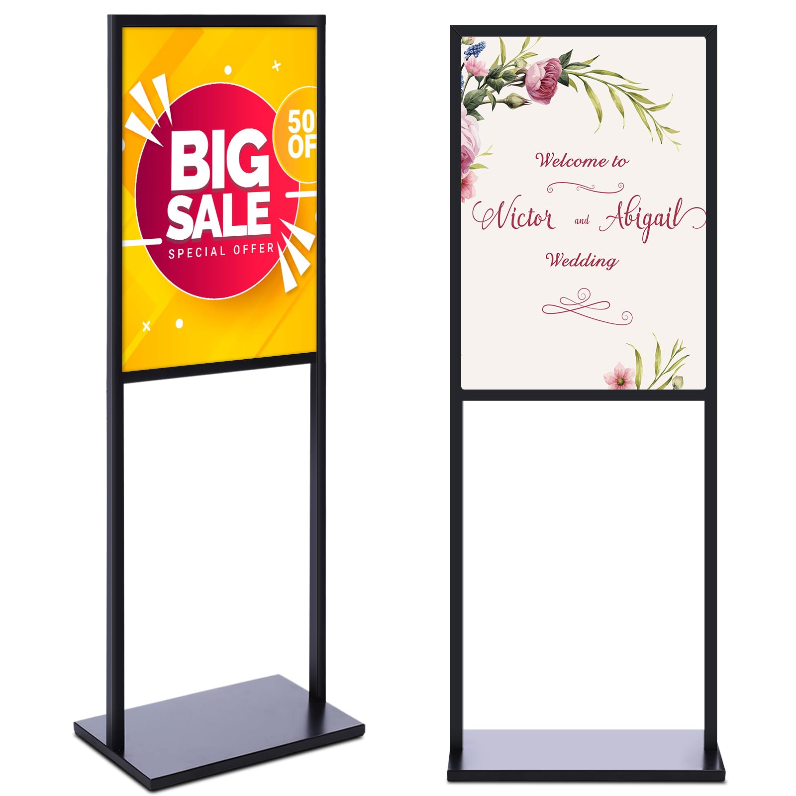 Blulu Paquete de 2 soportes para póster de 24 x 32 pulgadas, soporte de letrero resistente deslizante, soporte para carteles de hasta 9 libras, soporte de póster de doble cara con alfombrillas
