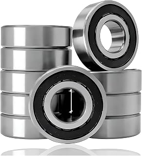 10 Pcs Ball Bearings,Bearing Steel, Double Rubber& High RPM Support, Sealed Miniature Deep Groove Ball Bearings. (6204-2RS)