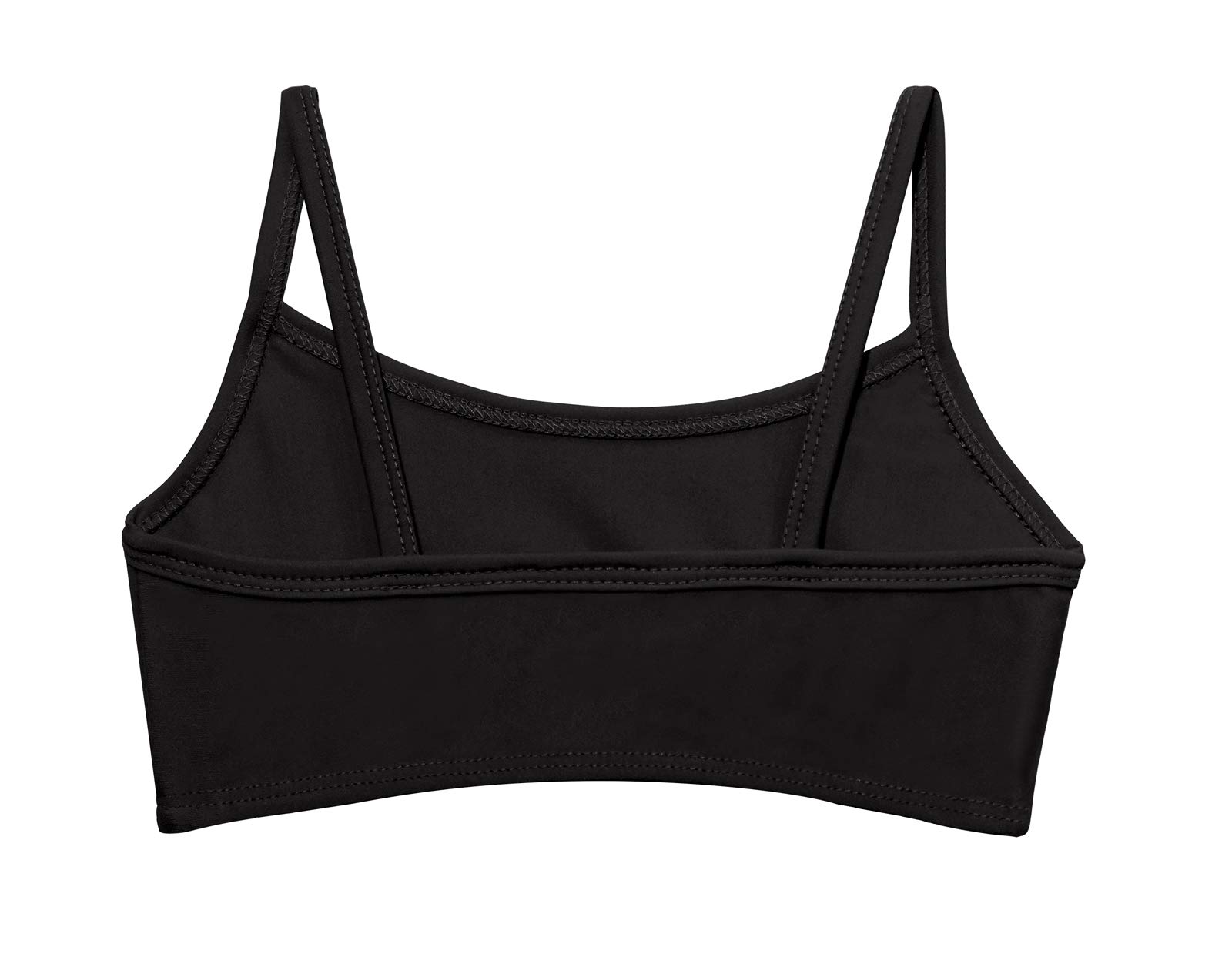 Made in USA Girls Flounce Bikini Top UPF50+ Sun Protection Toddler Bathing Suit Rash Guard for Beach Pool Swimwear, Black, 10