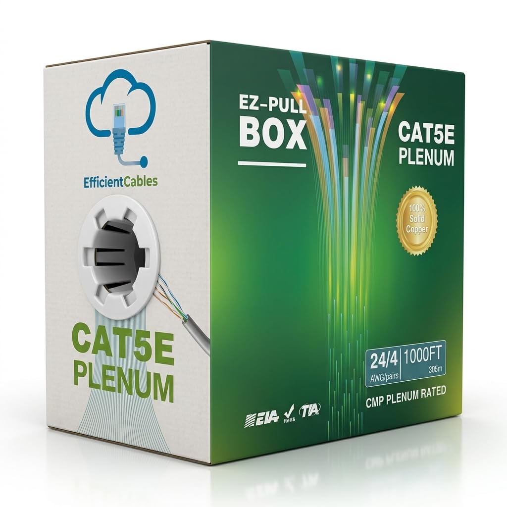 Cat5e Plenum Bulk Cable, 1000ft | 24AWG, 4 Pair
